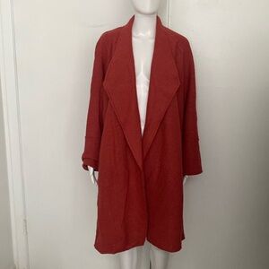Tahari | Draped Front Wool Blend Long Coat